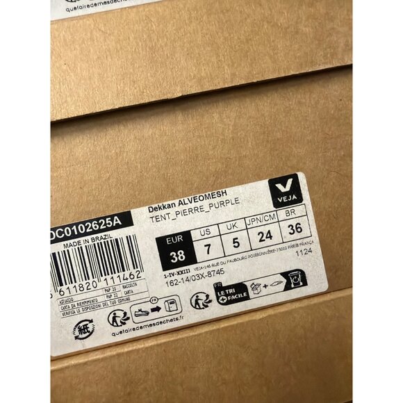 Veja Dekkan Alveomesh Sneaker Tent & Pierre Purple Womens Size 7 US - Picture 16 of 16